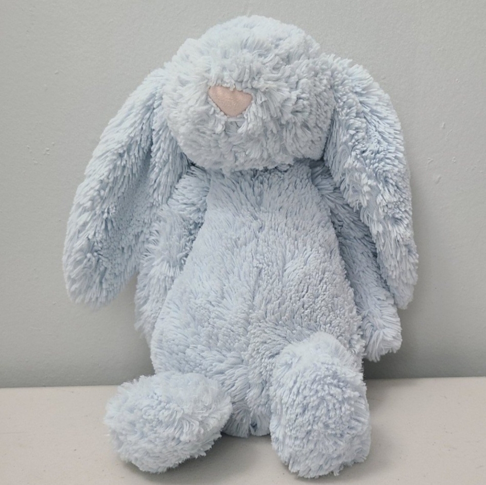 Jellycat Bashful Blue Bunny Rabbit Plush Stuffed Animal Chime Rattle Toy